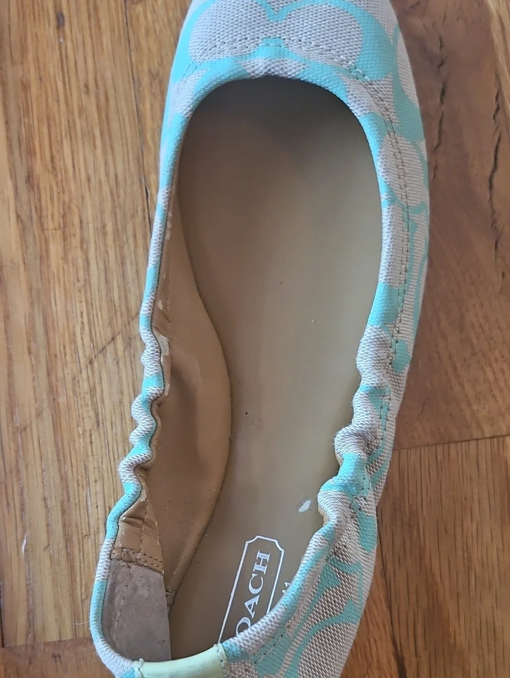 Coach Women's Mint Green Signature Ballet Flats